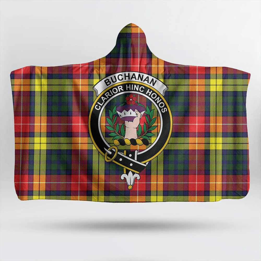 Buchanan Modern Tartan Crest Hooded Blanket