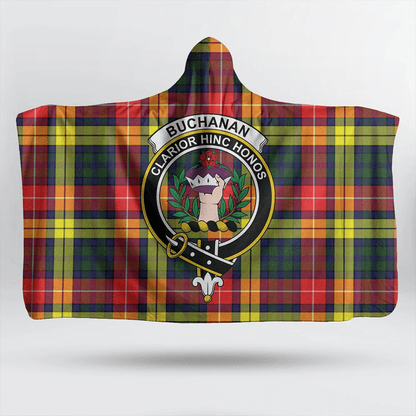 Buchanan Modern Tartan Crest Hooded Blanket