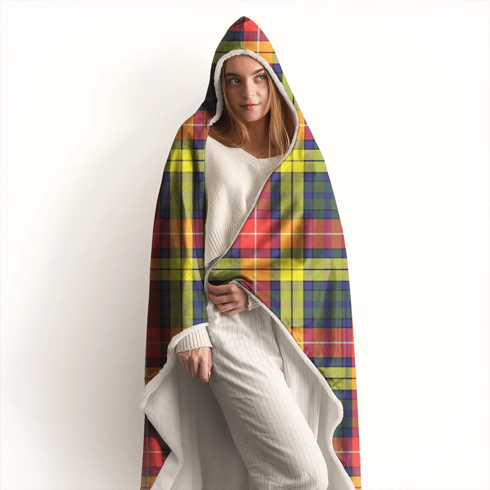 Buchanan Modern Tartan Crest Hooded Blanket