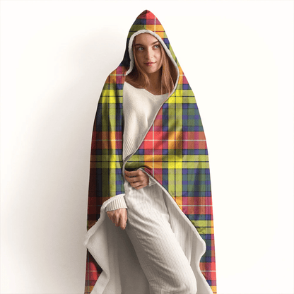 Buchanan Modern Tartan Crest Hooded Blanket