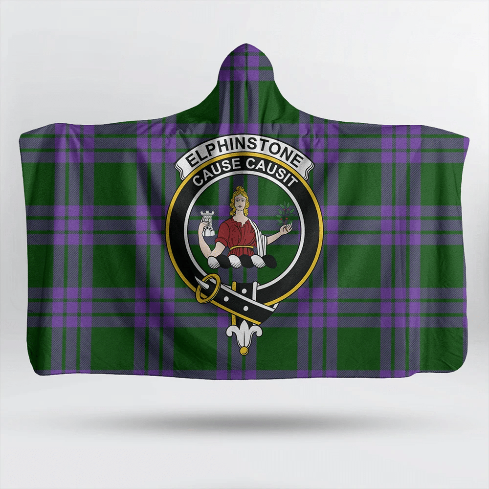 Elphinstone Tartan Crest Hooded Blanket