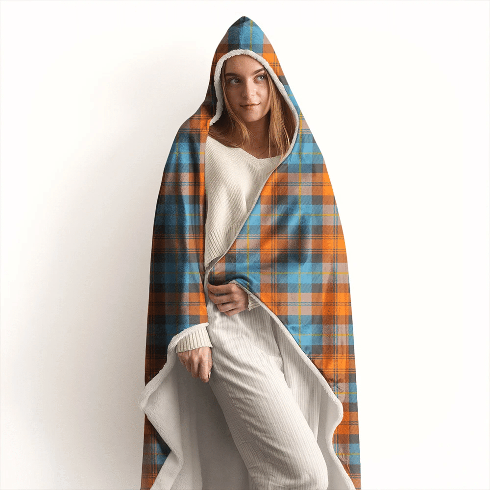 Stewart Hunting Weathered Tartan Crest Hooded Blanket