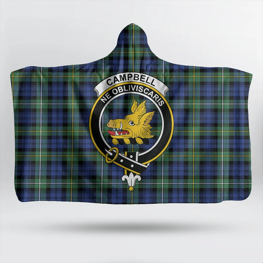 Campbell Argyll Ancient Tartan Crest Hooded Blanket