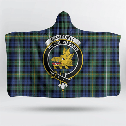 Campbell Argyll Ancient Tartan Crest Hooded Blanket