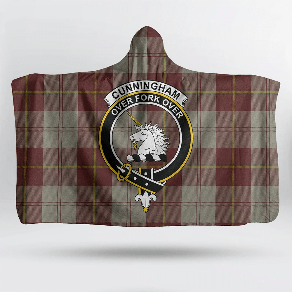 Cunningham Burgundy Dancers Tartan Crest Hooded Blanket