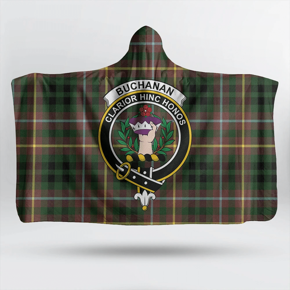 Buchanan Hunting Tartan Crest Hooded Blanket