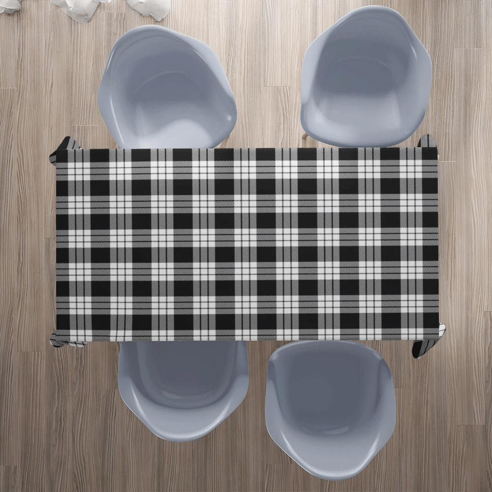 MacFarlane Black & White Ancient Tartan Plaid Tablecloth