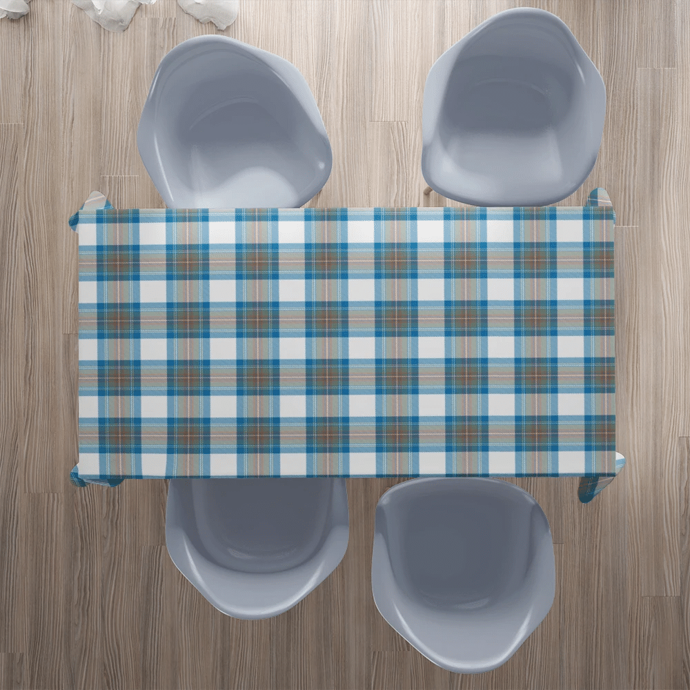 Stewart Muted Blue Tartan Plaid Tablecloth