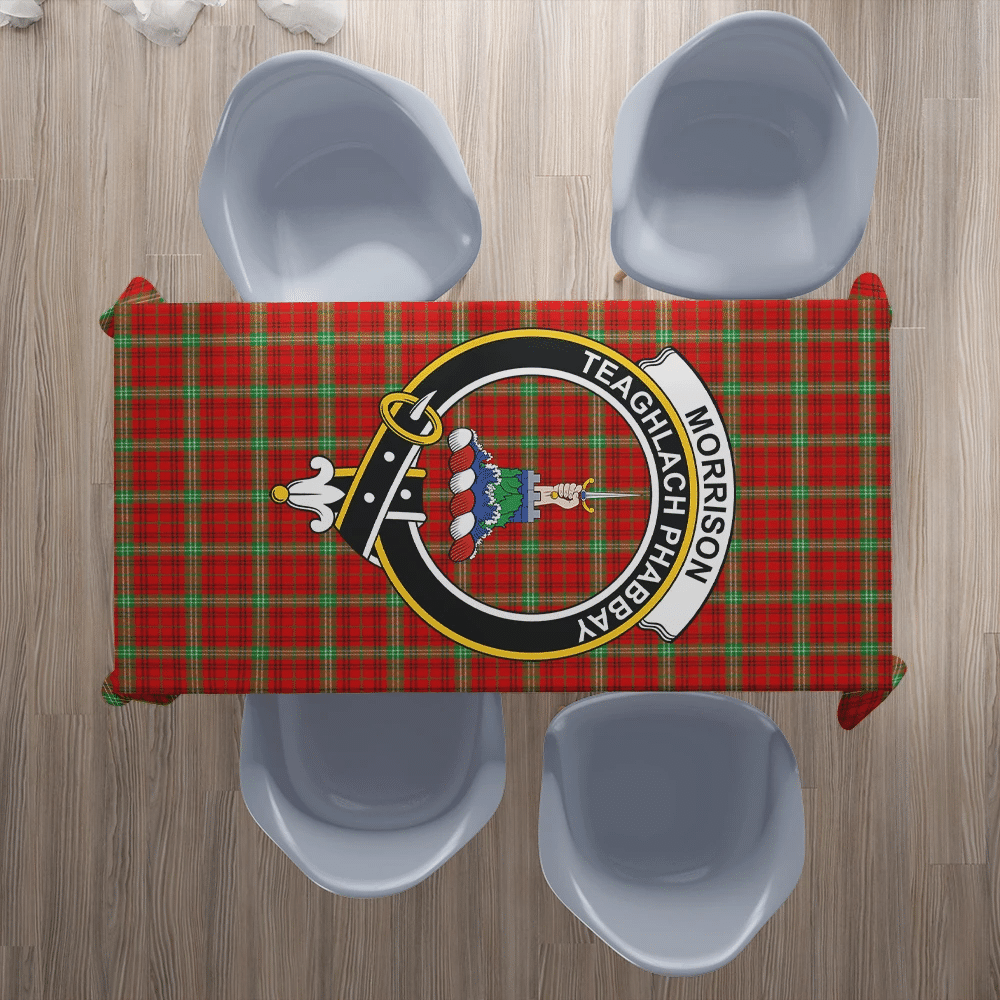 Morrison Red Modern Tartan Crest Tablecloth