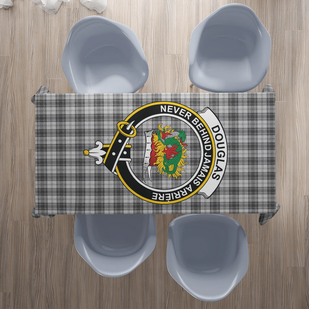 Douglas Grey Modern Tartan Crest Tablecloth