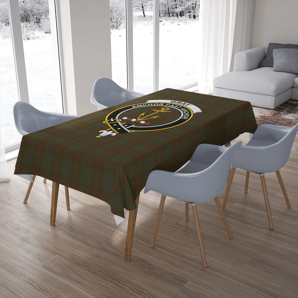 Gray Hunting Tartan Crest Tablecloth