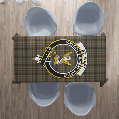 Stewart Hunting Weathered Tartan Crest Tablecloth