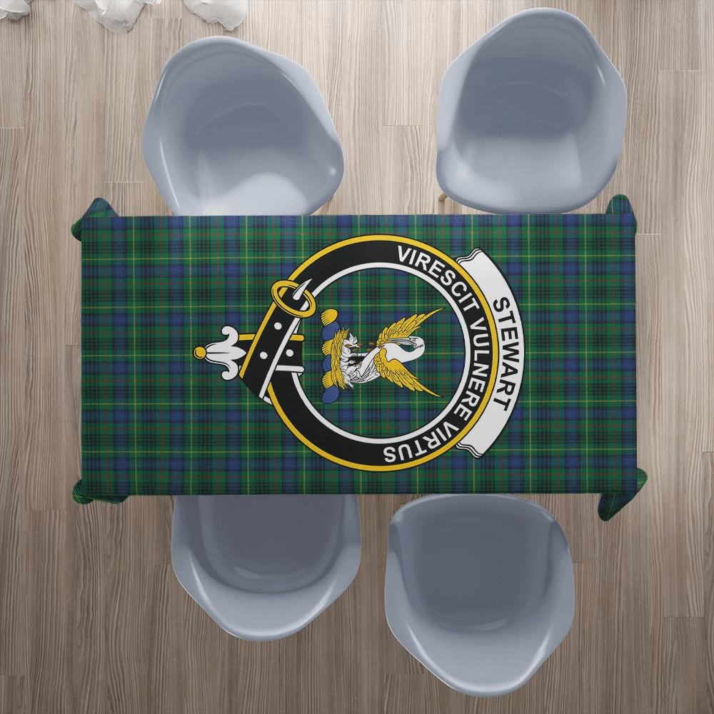 Stewart Hunting Modern Tartan Crest Tablecloth