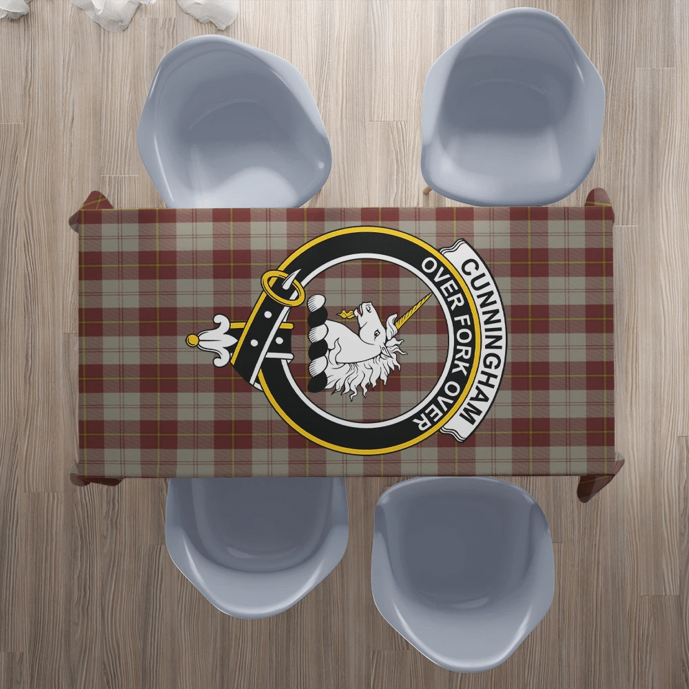 Cunningham Burgundy Dancers Tartan Crest Tablecloth