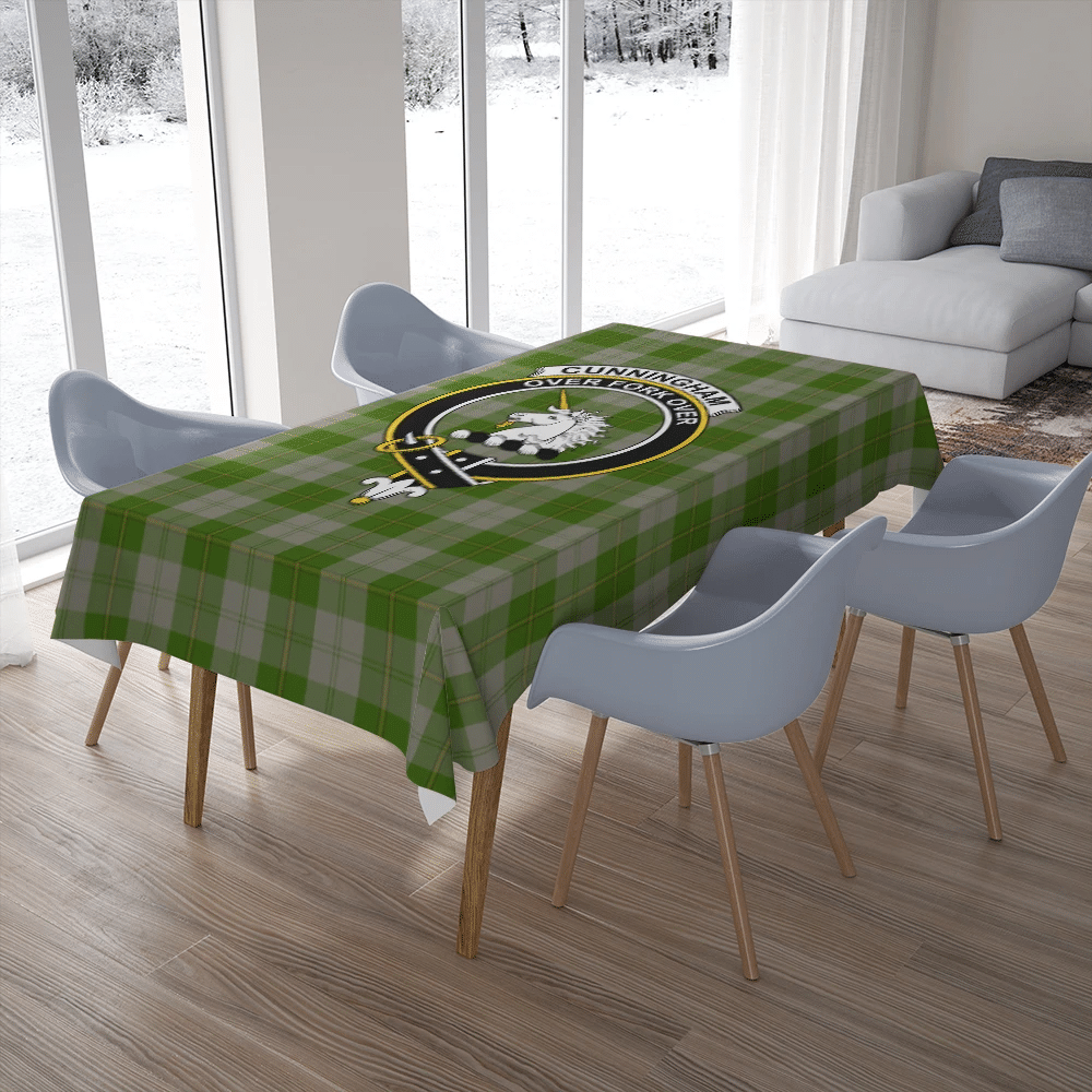 Cunningham Dress Green Dancers Tartan Crest Tablecloth