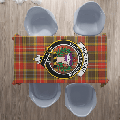 Buchanan Old Set Weathered Tartan Crest Tablecloth