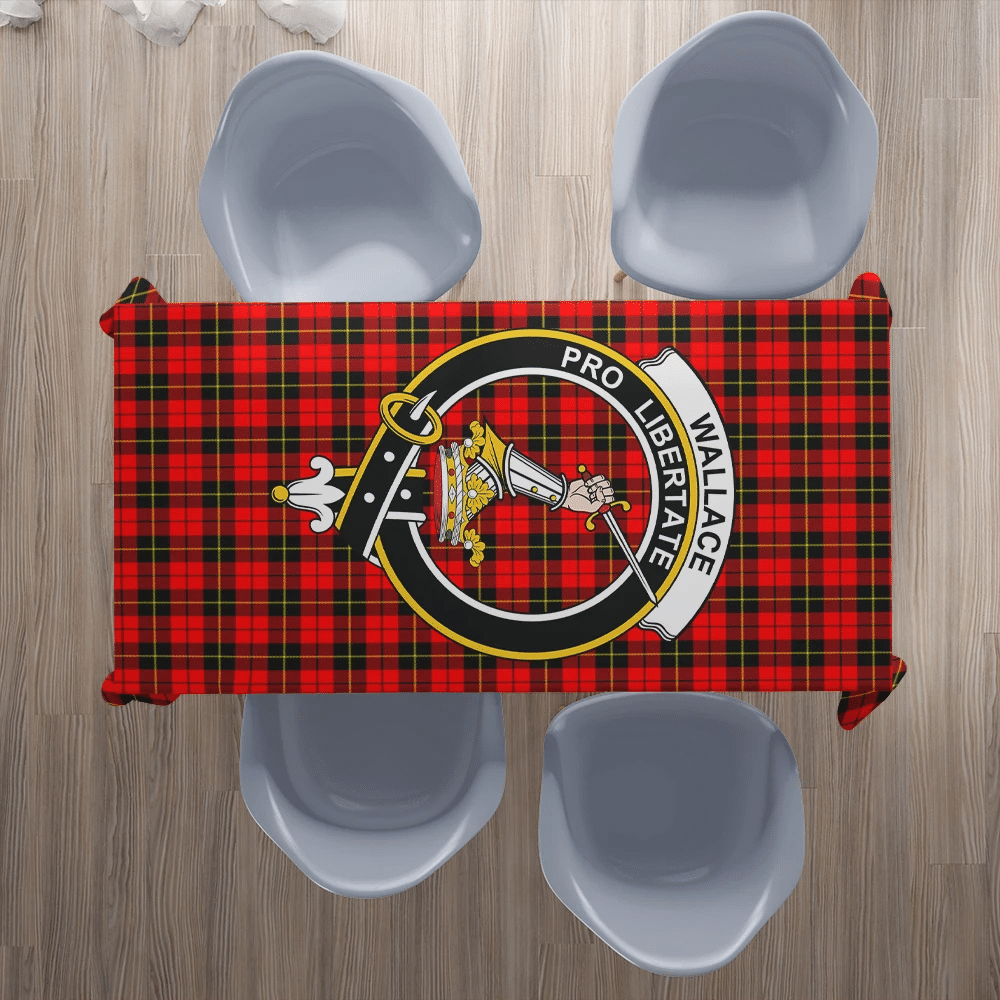 Wallace Hunting - Red Tartan Crest Tablecloth