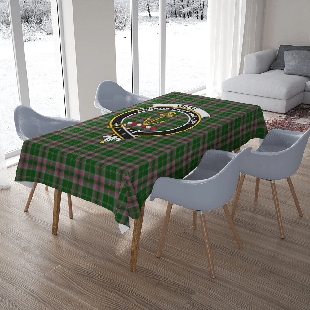 Gray Tartan Crest Tablecloth