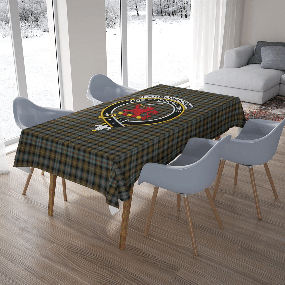 Farquharson Weathered Tartan Crest Tablecloth