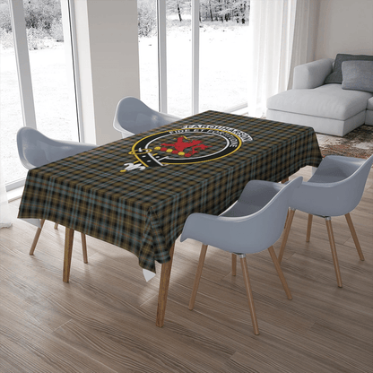 Farquharson Weathered Tartan Crest Tablecloth