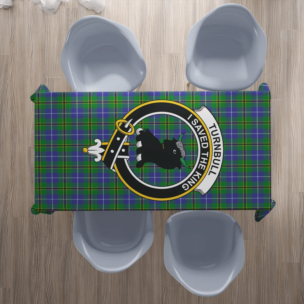 Turnbull Hunting Tartan Crest Tablecloth