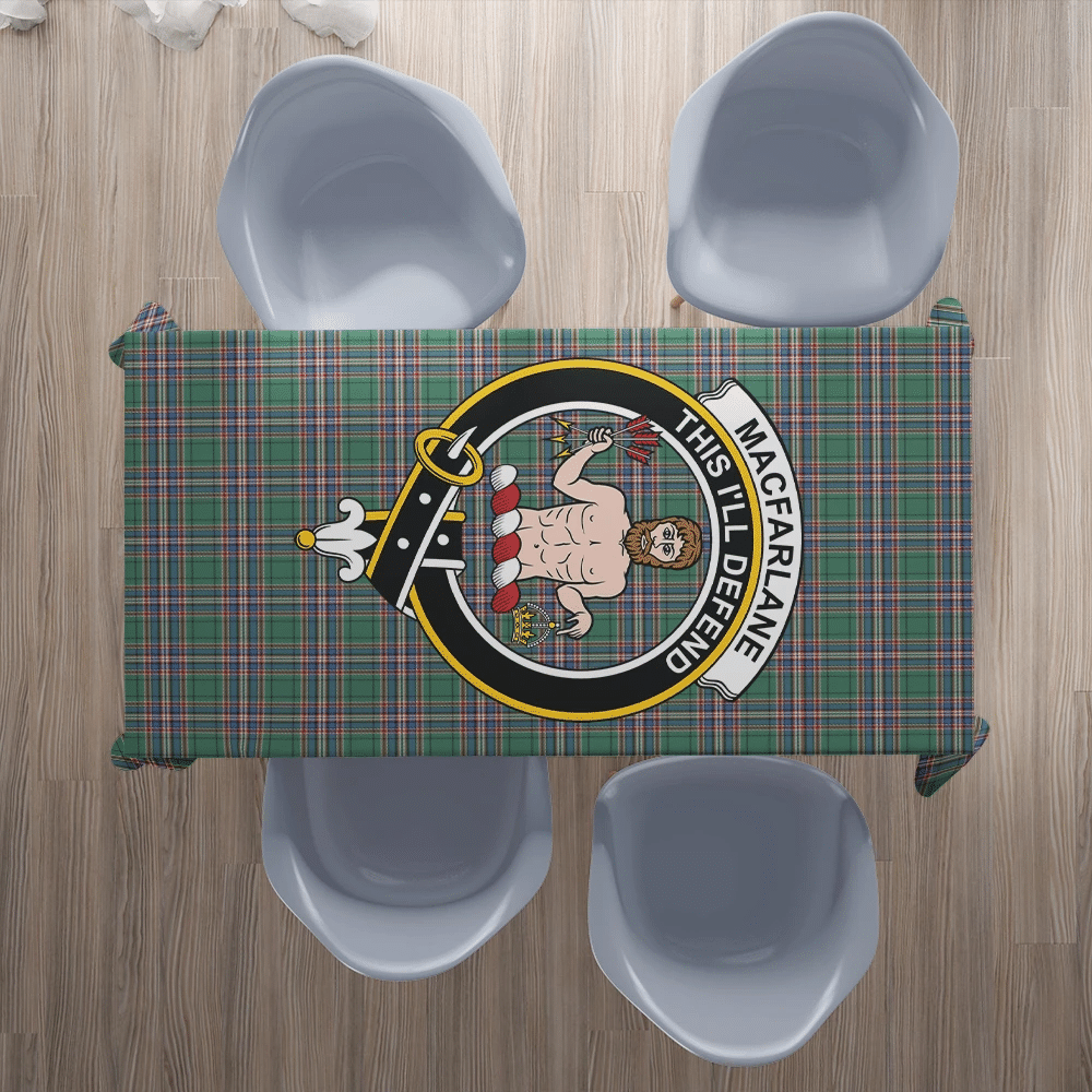 MacFarlane Hunting Ancient Tartan Crest Tablecloth