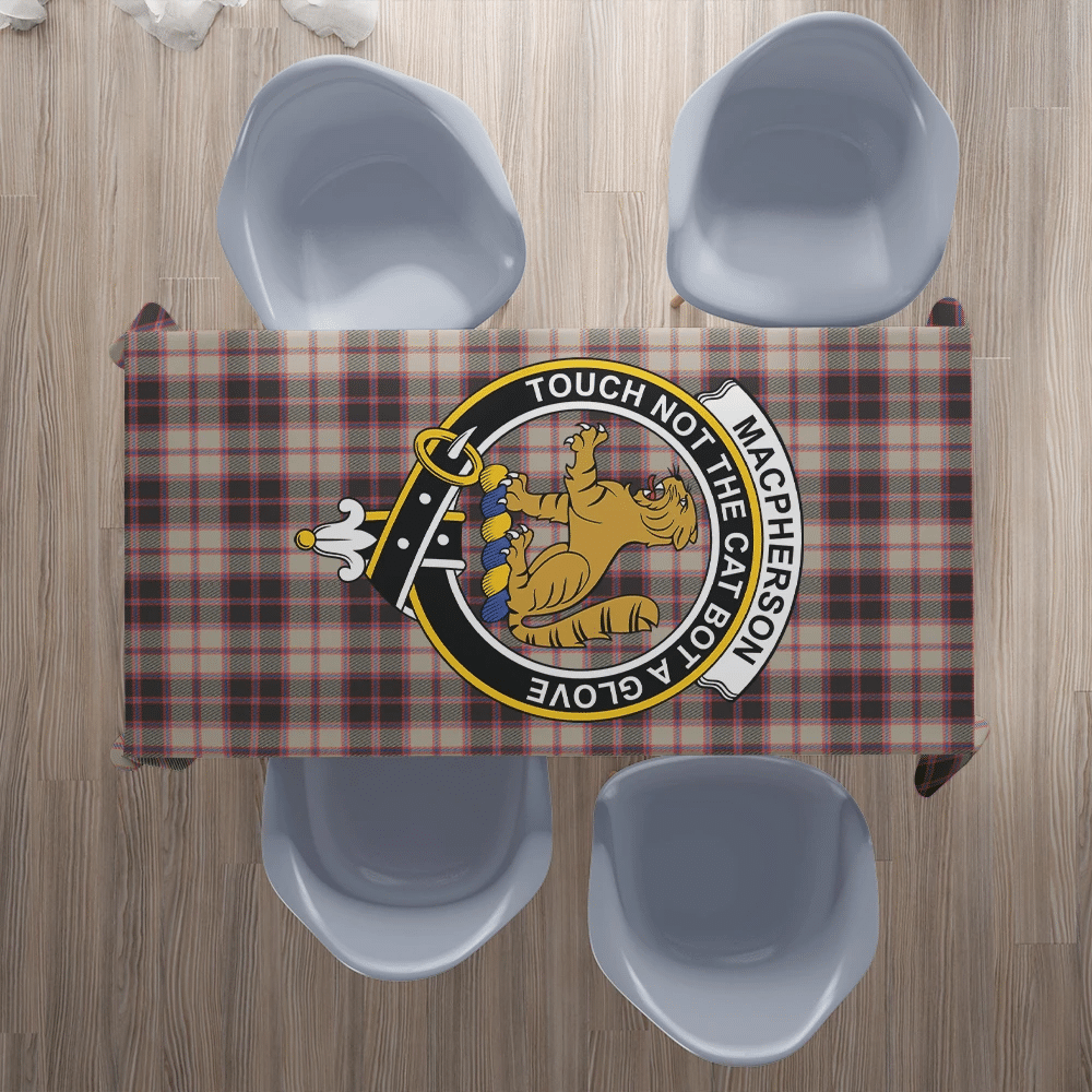 MacPherson Hunting Ancient Tartan Crest Tablecloth