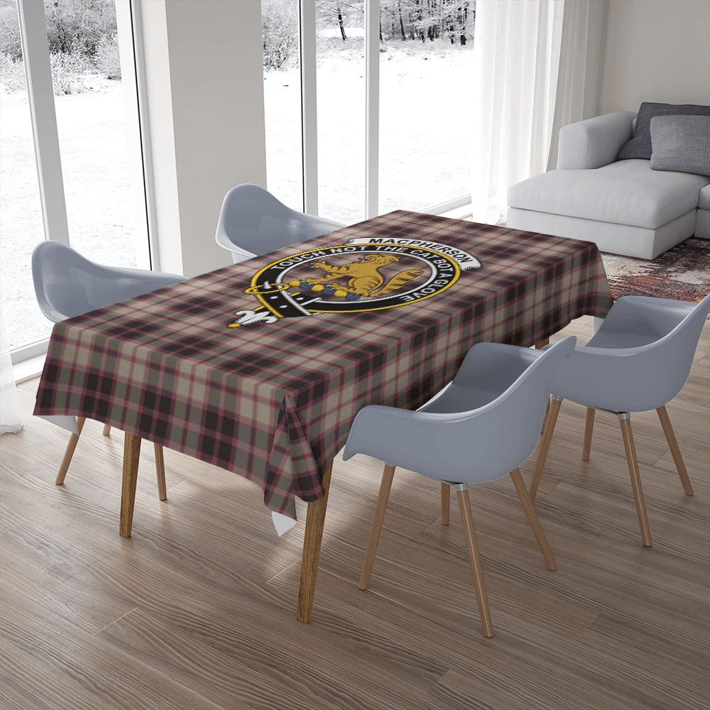 MacPherson Hunting Ancient Tartan Crest Tablecloth