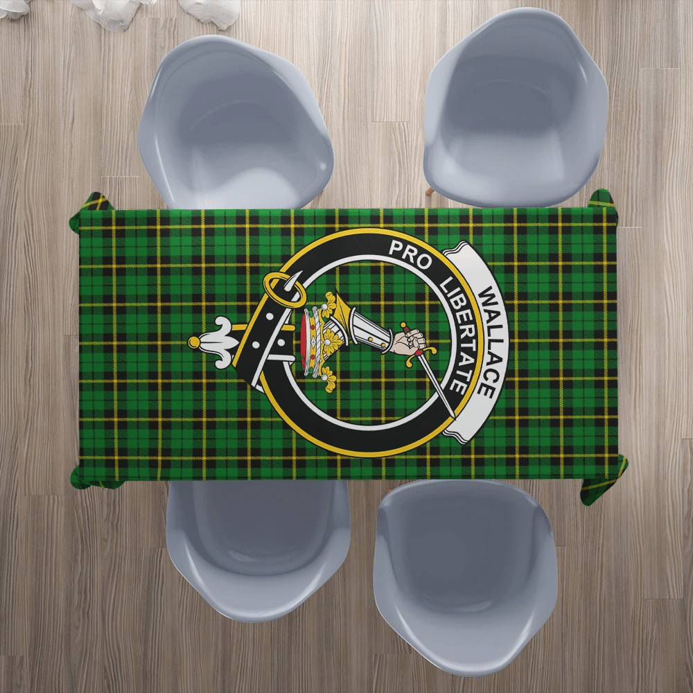 Wallace Hunting - Green Tartan Crest Tablecloth