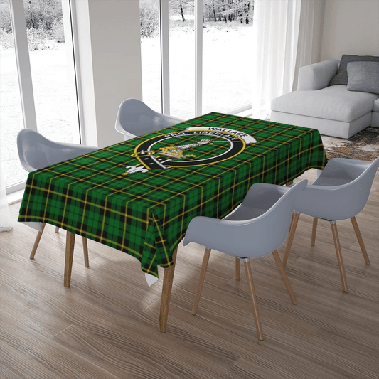 Wallace Hunting - Green Tartan Crest Tablecloth