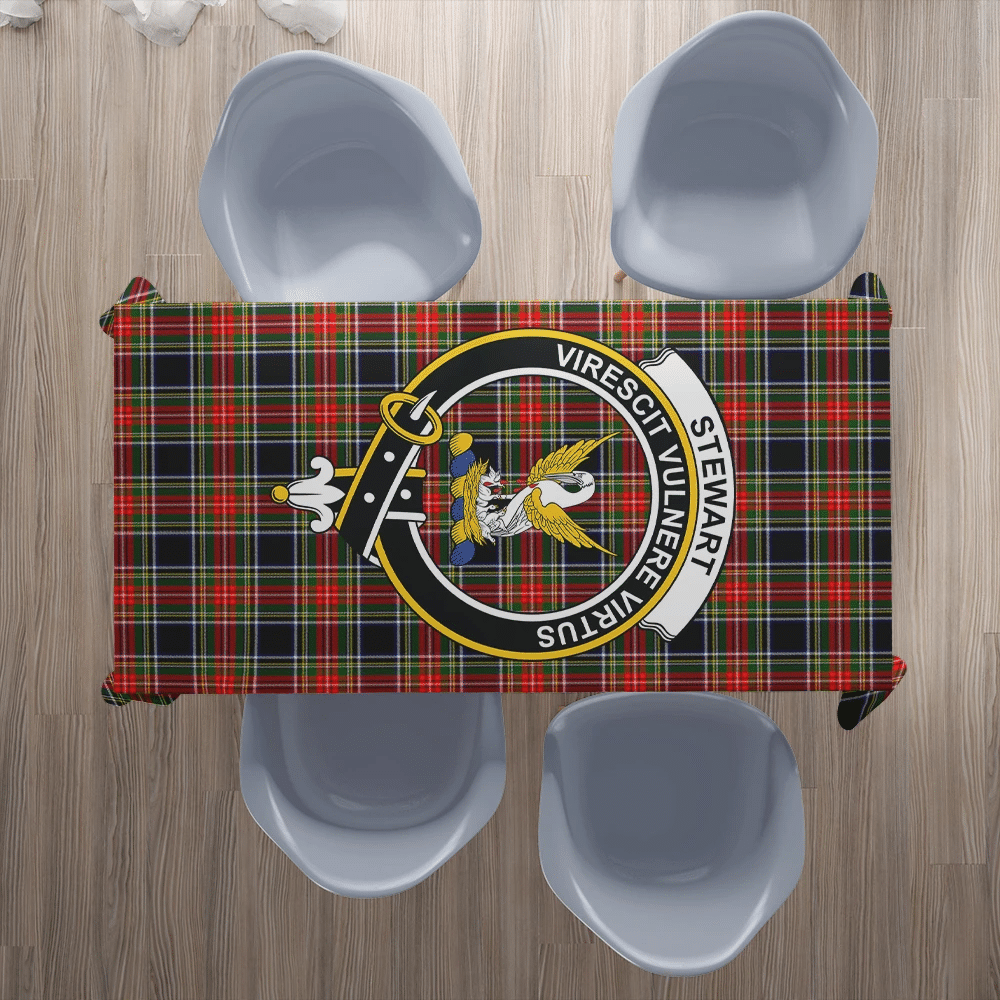 Stewart Black Tartan Crest Tablecloth