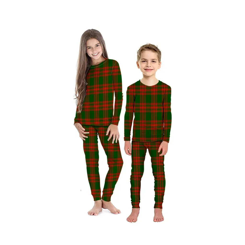 Menzies Green Modern Tartan Plaid Pyjama Family Set