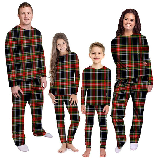 Stewart Black Tartan Plaid Pyjama Family Set