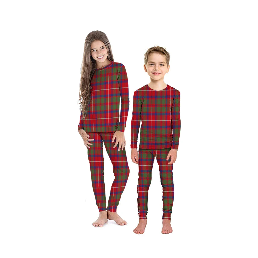 Shaw Red Modern Tartan Plaid Pyjama Family Set