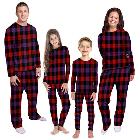 Broun Modern Tartan Plaid Pyjama Family Set