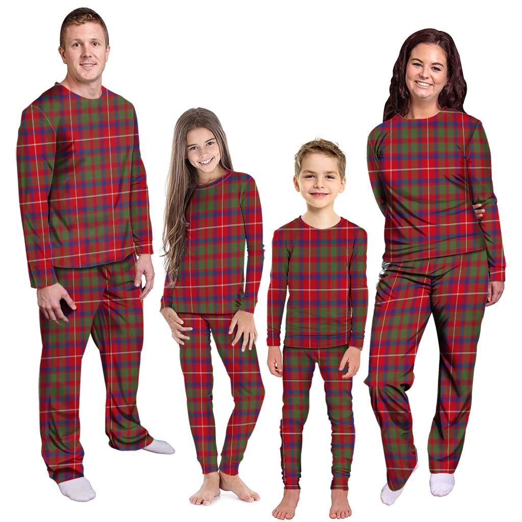 Shaw Red Modern Tartan Plaid Pyjama Family Set