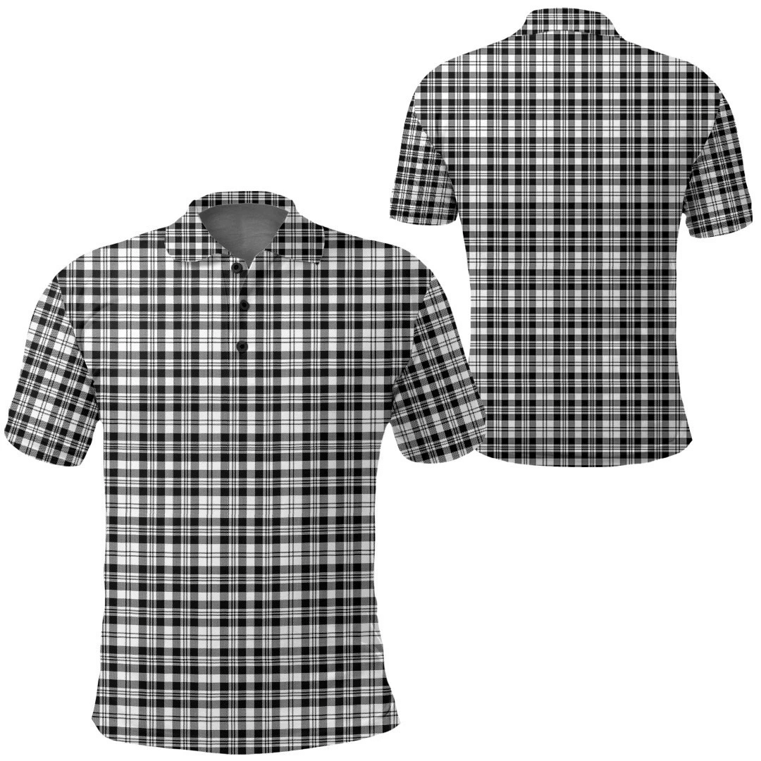 Scott Black & White Modern Tartan Plaid Polo Shirt