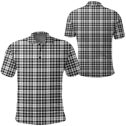 Scott Black & White Modern Tartan Plaid Polo Shirt