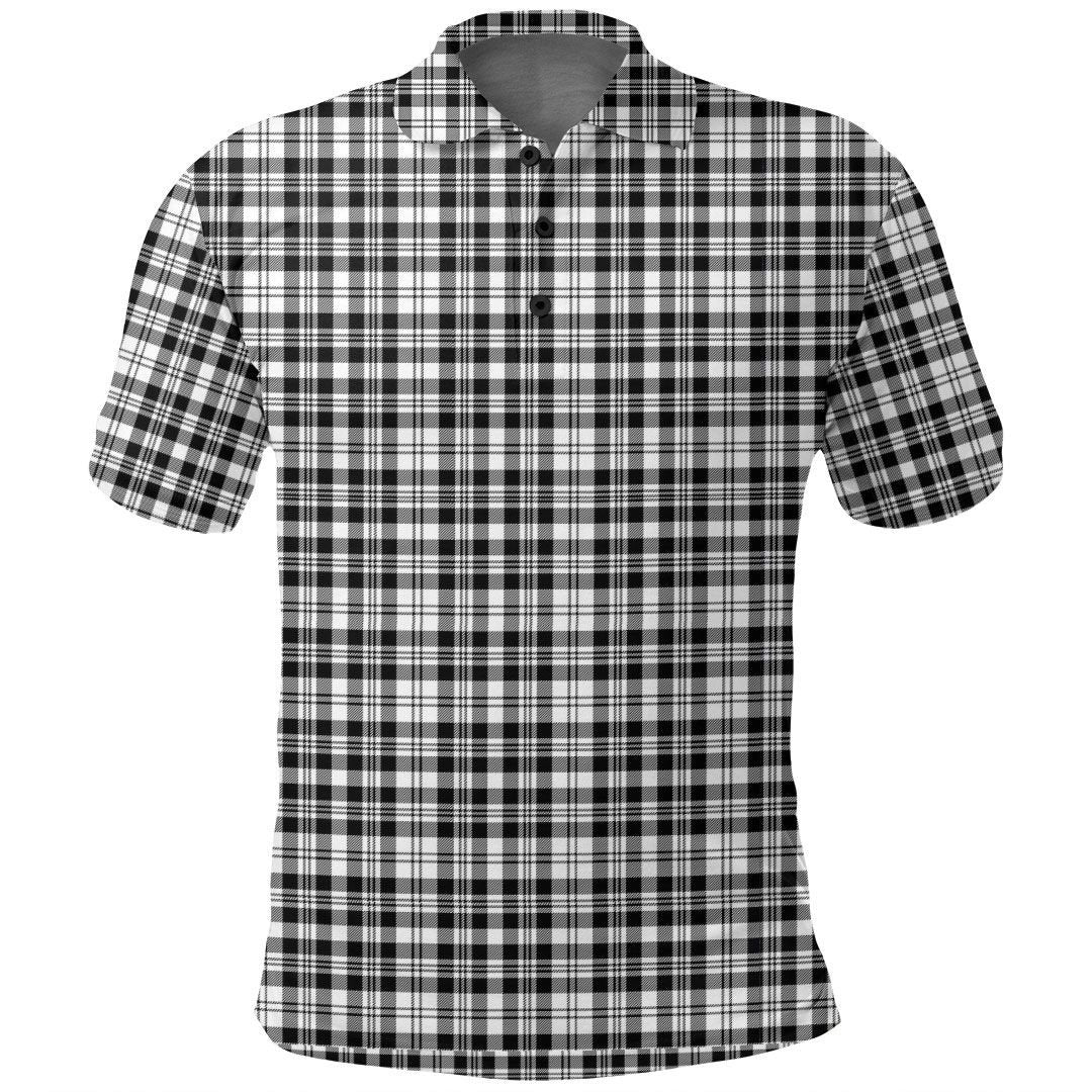 Scott Black & White Modern Tartan Plaid Polo Shirt