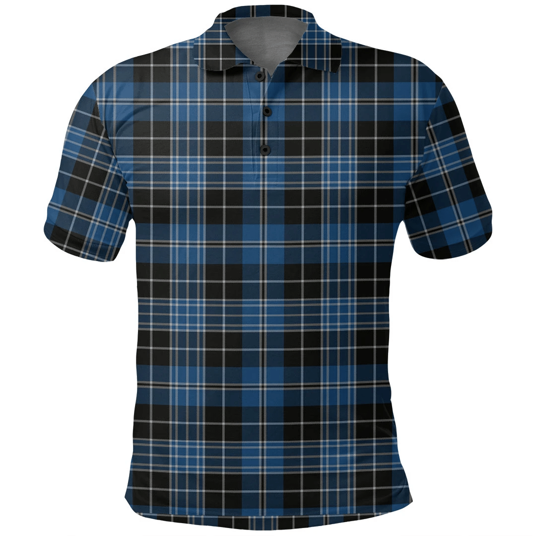 Clergy Blue Tartan Plaid Polo Shirt