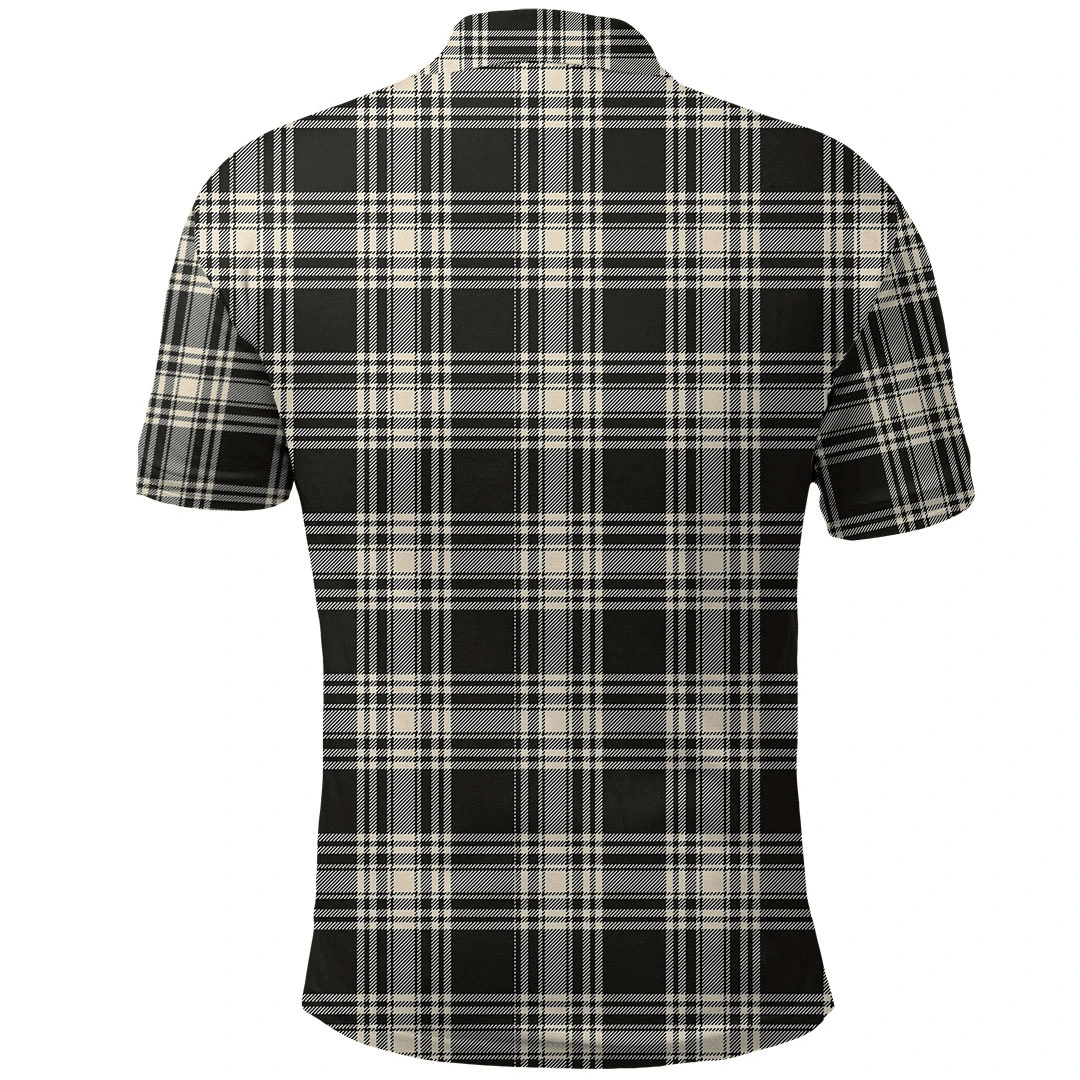 Menzies Black & White Ancient Tartan Plaid Polo Shirt