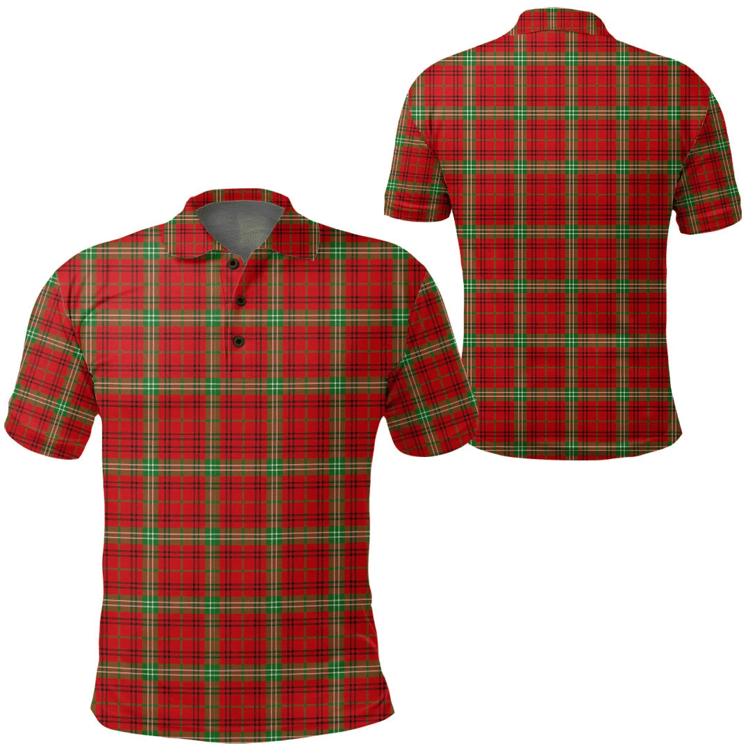 Morrison Red Modern Tartan Plaid Polo Shirt