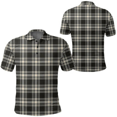 Menzies Black & White Ancient Tartan Plaid Polo Shirt