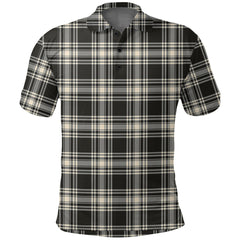 Menzies Black & White Ancient Tartan Plaid Polo Shirt