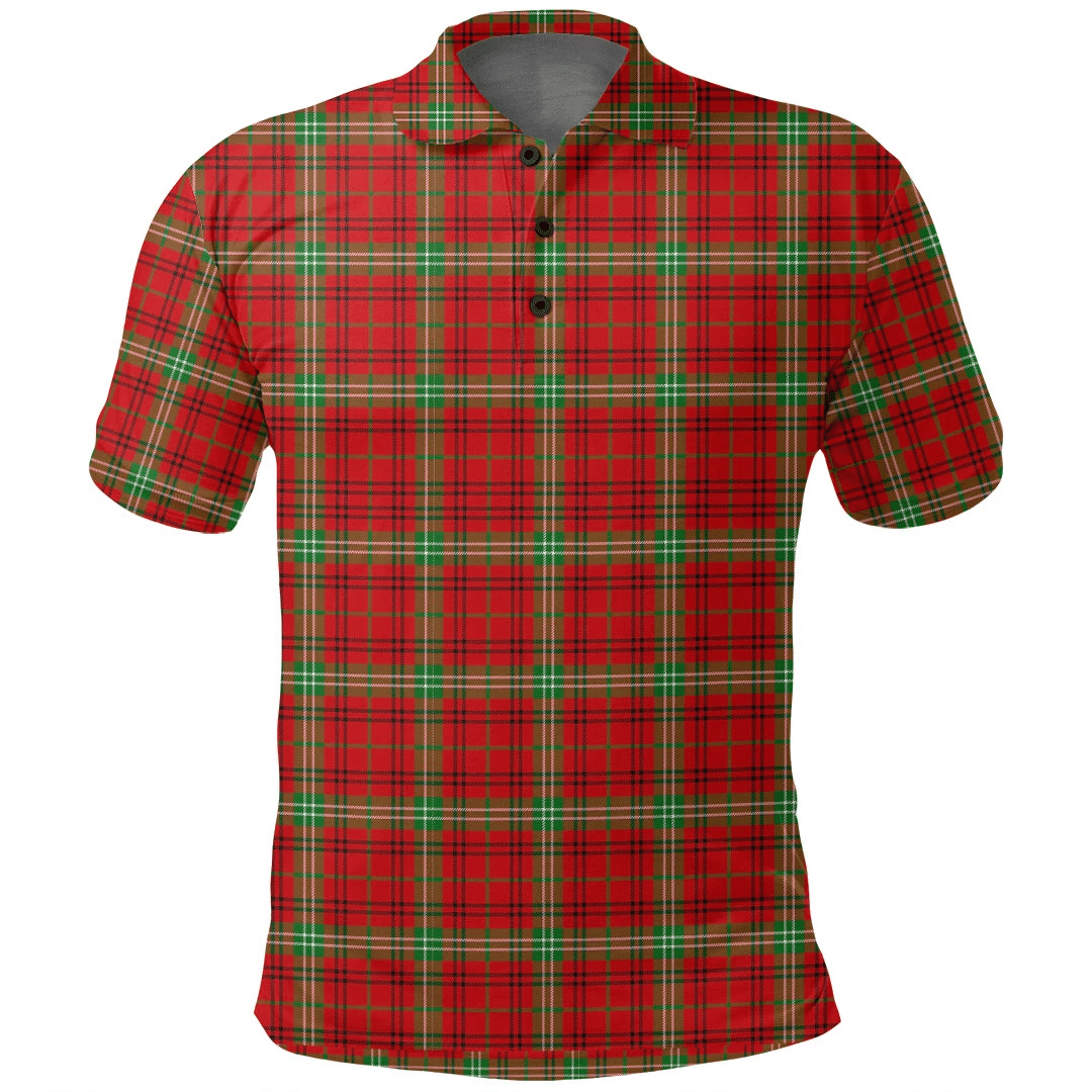 Morrison Red Modern Tartan Plaid Polo Shirt