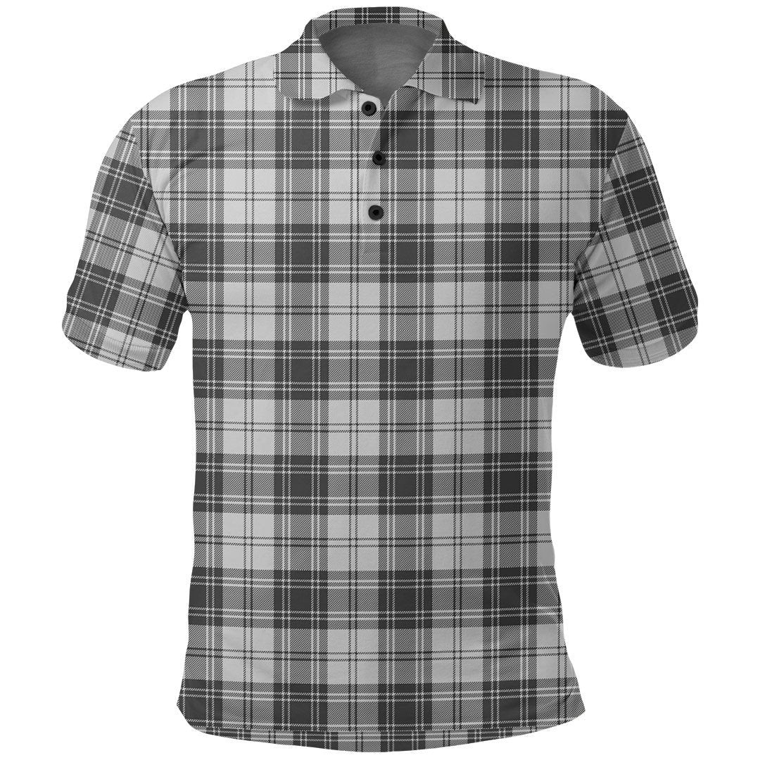 Douglas Grey Modern Tartan Plaid Polo Shirt