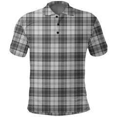 Douglas Grey Modern Tartan Plaid Polo Shirt