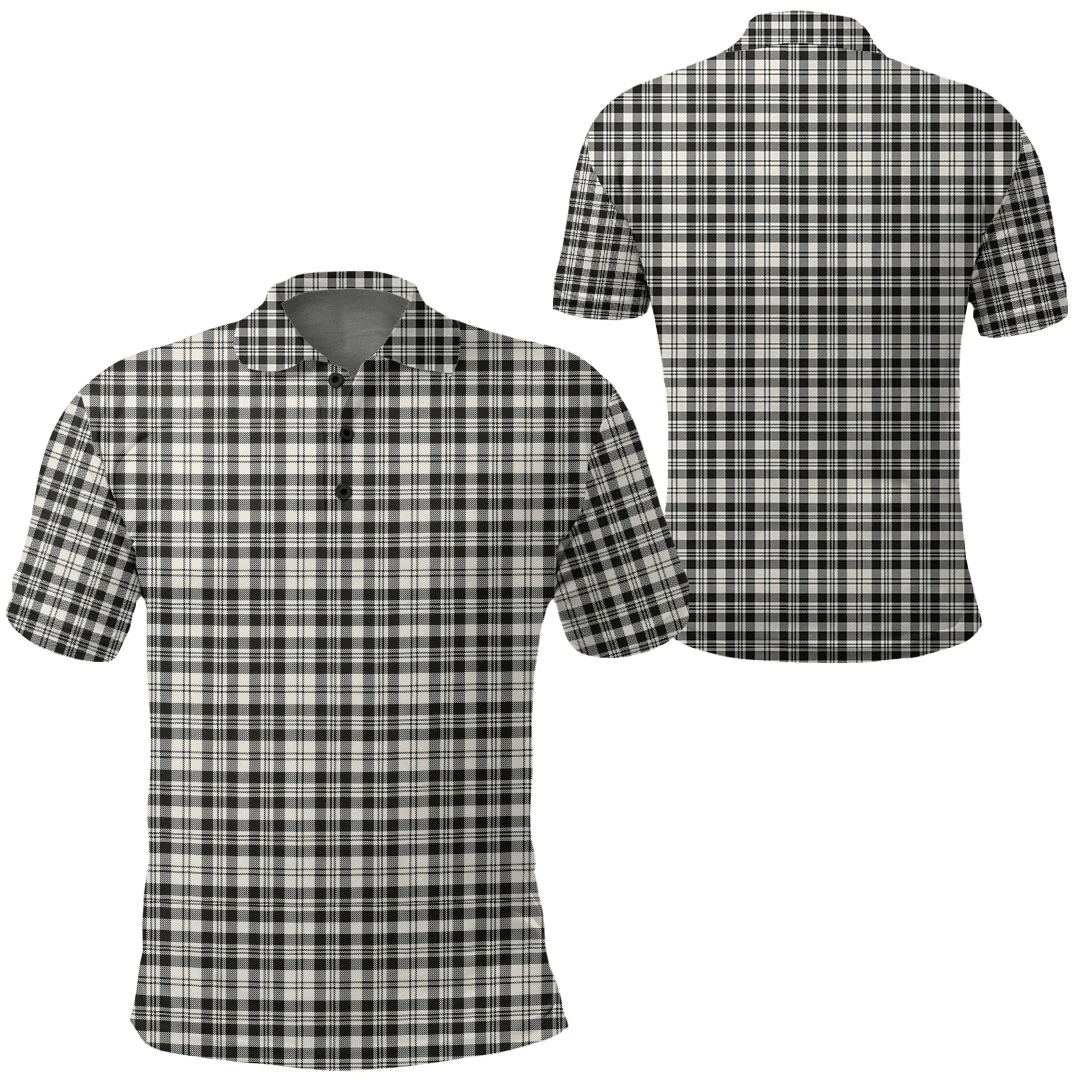 Scott Black & White Ancient Tartan Plaid Polo Shirt