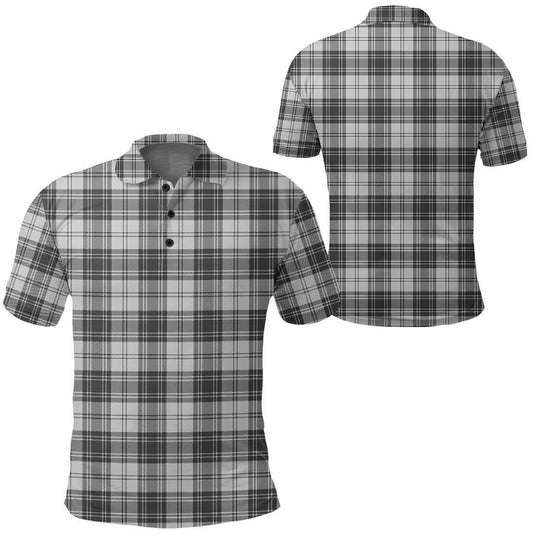 Douglas Grey Modern Tartan Plaid Polo Shirt