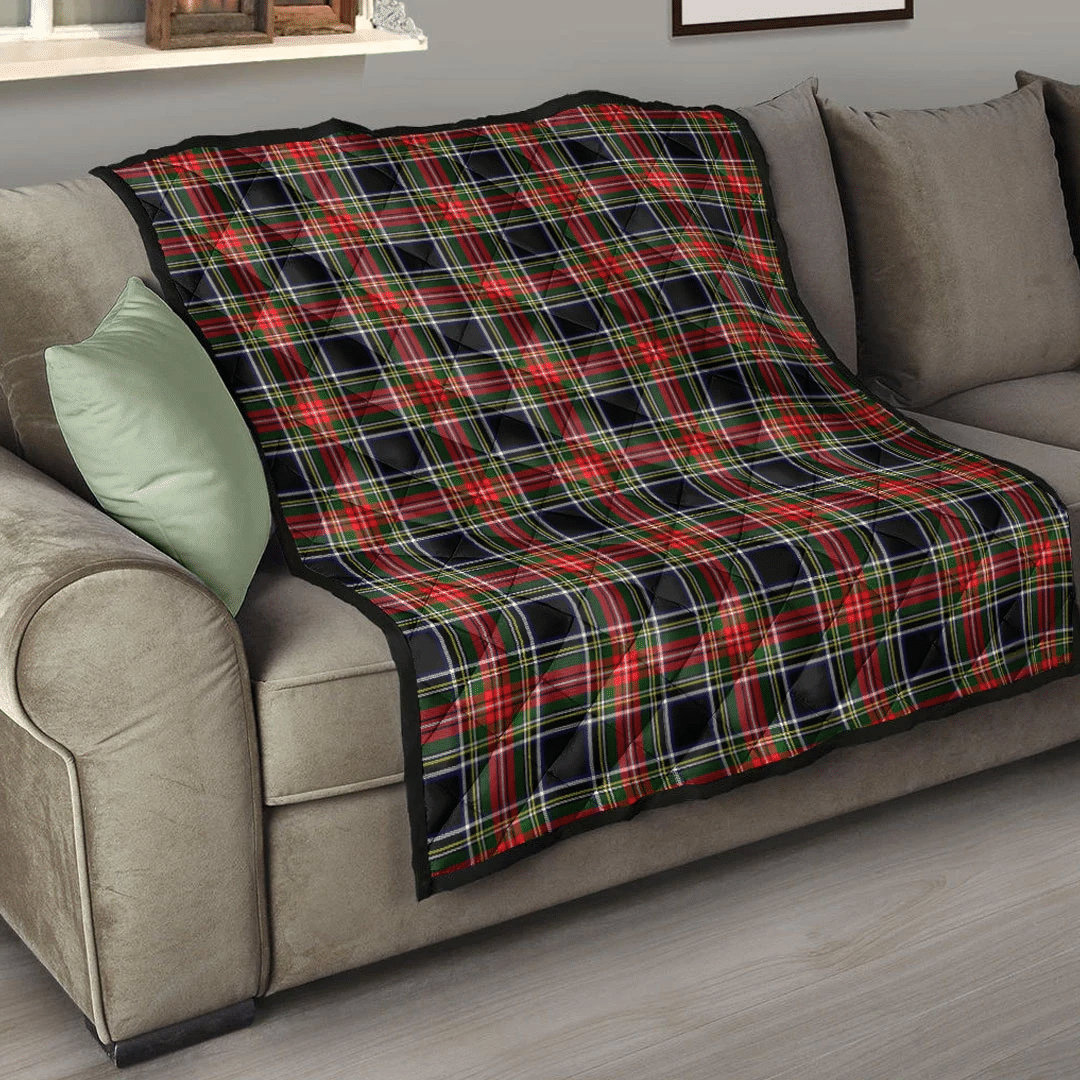 Stewart Black Tartan Plaid Quilt